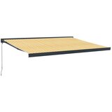 vidaXL Zložljiva tenda rumena in bela 4,5x3 m blago in aluminij | Shoptok.si