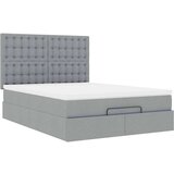vidaXL Otomanski posteljni okvir z vzmetnico siv 140x200 cm blago | Shoptok.si