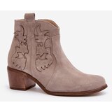 Zazoo 3426 Women's Suede Cowboy Boots Cappucino | Shoptok.si