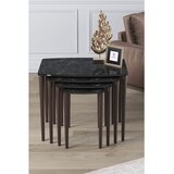 Hanah home set od 4 umetnutih stočića Telwe, crni mermer / orah | Eponuda.com