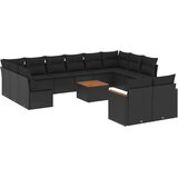  13-dijelni set vrtnih sofa s jastucima poliratan crni | shoptok.hr