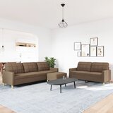  3-dijelni kauč s tabureom za noge, smeđa tkanina | shoptok.hr