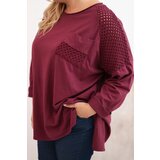 Kesi Włoski Plus Size women's cotton blouse with print burgundy | Shoptok.si