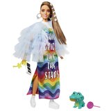 Barbie Extra - lutka v modri jakni z naborki in s hišnim ljubljenčkom krokodilom | Shoptok.si