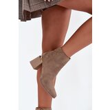 Boto Insulated Women's Ankle Boots on Heel with Eco Suede Beige Brivelle | Shoptok.si