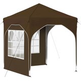 vidaXL Rastezljivi šator za svadbe - šator za zabave 192 x 192 x 245 cm Sivosmeđa - Sivosmeđa s dvije bočne zidove | shoptok.hr