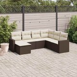  7-dijelni set vrtnih sofa od poliratana s jastucima smeđi | shoptok.hr
