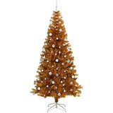 vidaXL Božično drevo med 300 LED z stojalom Zlata 240 cm PET | Shoptok.si