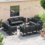 vidaXL Sjedeća garnitura za vrt 12 pcs Crna 213 x 71.5 x 71 cm | shoptok.hr