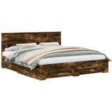  Krevetna konstrukcija s ladicama Dimljeni hrast 200 x 200 cm | shoptok.hr