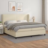  s oprugama i madracem krem 200x200 cm od umjetne kože | shoptok.hr