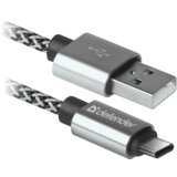 Defender Kabel USB09-03T PRO USB2.0 Sivi, USB AM-Type-C, 1m, 2.1A, (20468396) | Shoptok.si