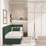 Ghado Tamno zeleni kutni dječji krevet s prostorom za odlaganje s madracem 90x200 cm Snugi - | shoptok.hr