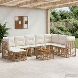  Set vanjskih sofa 9 kom. Prirodna i krema bijela Poliester | shoptok.hr