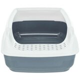 Pijesak WC posoda za mačke Delio z robom 35×20×48 cm sivo/bela | Shoptok.si