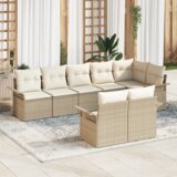 vidaXL Set od 8 komada vrtnih sofa s jastučićima u bež poliratan | shoptok.hr