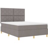  LED Box Spring Krevet Sivo-smeđa 140 x 190 cm tkanina | shoptok.hr