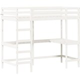  Krevet na kat s radnim stolom bijeli 90x190 cm od borovine | shoptok.hr