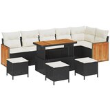 vidaXL Vrtna sedežna garnitura 10 pcs Črna in krem poli ratan, (5000135722) | Shoptok.si