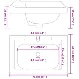 vidaXL Kopalniški umivalnik bel 71x48x23 cm pravokoten keramičen | Shoptok.si