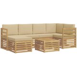  Set vanjskih sofa 7 pcs Bijela i bež Poliester | shoptok.hr