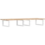  Zidna polica za umivaonik od čelika i masivnog bagremovog drva Smeđa 120 x 50 x 2 cm | Shoptok.si