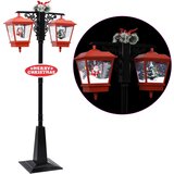 vidaXL Ulična svjetiljka s Djedom Mrazom crno-crvena 81x40x188 cm PVC | shoptok.hr