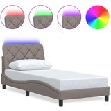 Maison Chic Posteljni okvir - Enojna postelja - Postelja za odrasle z LED brez vzmetnice Taupe 90x200cm Tkanina, (21695376) | Shoptok.si