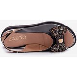 Zazoo Women's leather wedge sandals with bow 1882 black | Shoptok.si