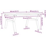  Stolić za kavu Y-oblika 80x80x45 cm borovina i čelik | shoptok.hr