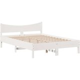 vidaXL Posteljni okvir brez vzmetnice bel 135x190 cm trdna borovina | Shoptok.si