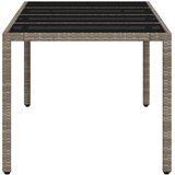  Vrtni stol sa staklenom pločom sivi 190x90x75 cm od poliratana Siva | shoptok.hr