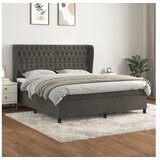  Box spring postelja z vzmetnico temno siva 180x200 cm žamet | Shoptok.si