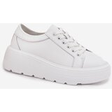 EVENTO Leather Sneakers On Chunky Platform White Sylvessa | shoptok.hr