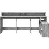vidaXL Radni stol s LED svjetlima siva boja hrasta 200x104x91cm drveni | shoptok.hr