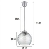 Brilagi LED luster na sajli R GLASS 1xE27/60W/230V Ø 25 cm srebrna/zadimljeno-siva | Eponuda.com