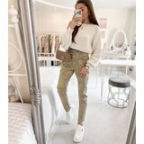 Gemre Eglantine High-Waisted Slim Beige Trousers | Shoptok.si
