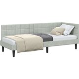 vidaXL Kotna postelja z vzglavjem Svetlo siva 80 x 200 cm Žamet | Shoptok.si