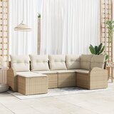 vidaXL 6-delni set vrtnega kavča z blazinami Bež Poli Ratan | Shoptok.si
