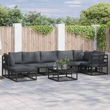vidaXL Sjedeća garnitura za vrt s jastukom 7 pcs Crna Aluminij Cijene