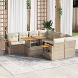 vidaXL 9-dijelni set vrtnih sofa s jastucima bež od poliratana bagrem | shoptok.hr