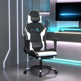  Igraća stolica od umjetne kože s osloncem za noge Crno-bijela | shoptok.hr