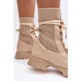 Boto Women's lace-up ankle boots with sock in light beige Gentiana | Shoptok.si