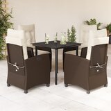  5-dijelni vrtni blagovaonski set s jastucima poliratan smeđi Smeđa Dužina stola 80 cm | shoptok.hr