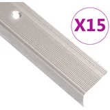 vidaXL Obroba za stopnice L-oblike 15 kos aluminij 90 cm barva penine