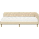 vidaXL Kotna postelja z vzmetnico z vzglavjem krema 90 x 200 cm blago | Shoptok.si
