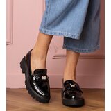 Gemre Black patent moccasins with a rhinestone butterfly Sanita | Shoptok.si