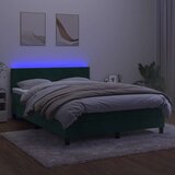 box spring s madracem LED tamnozeleni 140x190 cm baršun | shoptok.hr