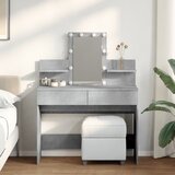  The Living Store Toaletna mizica z LED lučkami betonsko siva 100x40x130 cm - Toaletna Mizica, (21496023) Cene