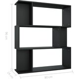 Ormarić za knjige / sobna pregrada crni 80 x 24 x 96 cm drveni | shoptok.hr